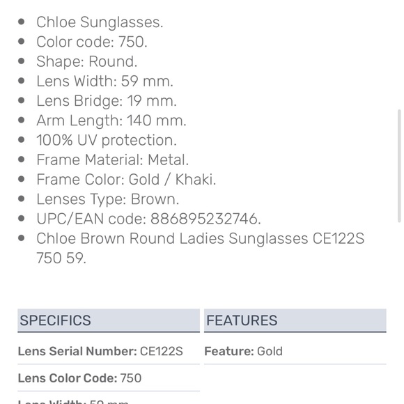 100% Authentic Chloe Sunglasses main image 4